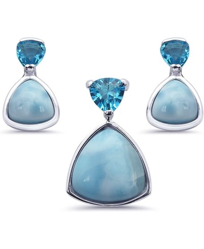 Sterling Silver Trillion Shape Natural Larimar Earring & Pendant Set $37.09 Jewelry Sets