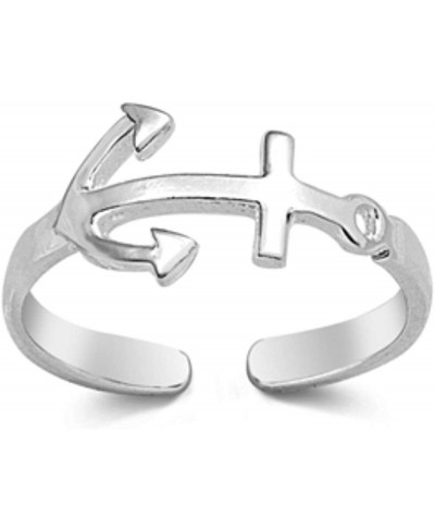 Sideways Anchor Adjustable Toe Rings Band Foot Jewelry 925 Sterling Silver (7mm) $15.58 Toe Rings