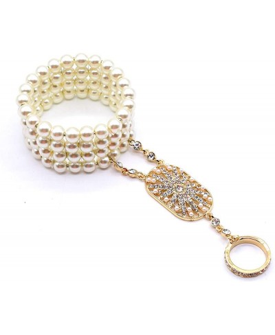 1920s The Great Gatsby Crystal Pearl Bracelet Ring Set $16.89 Stretch