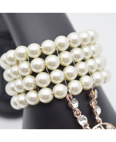 1920s The Great Gatsby Crystal Pearl Bracelet Ring Set $16.89 Stretch