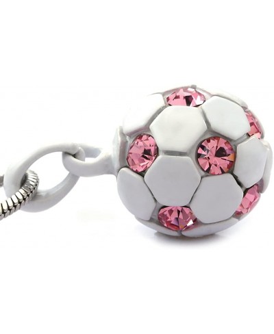 White Hot Pink Soccer Foot Ball Sports Pendant Necklace Fuchsia Pink Stone Spot Sports Fashion Jewelry $11.13 Pendants & Coins