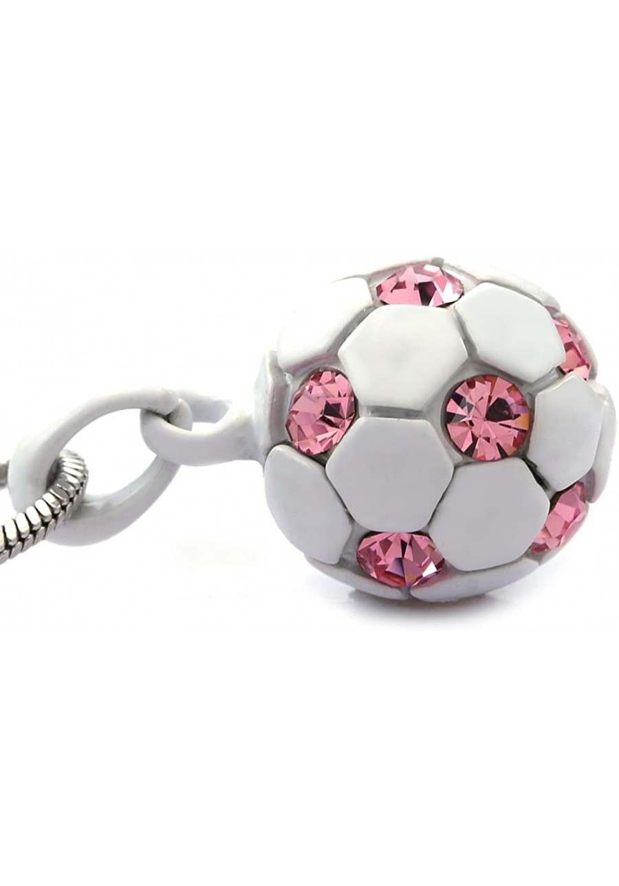 White Hot Pink Soccer Foot Ball Sports Pendant Necklace Fuchsia Pink Stone Spot Sports Fashion Jewelry $11.13 Pendants & Coins