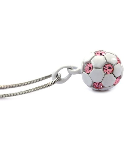 White Hot Pink Soccer Foot Ball Sports Pendant Necklace Fuchsia Pink Stone Spot Sports Fashion Jewelry $11.13 Pendants & Coins