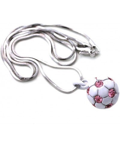 White Hot Pink Soccer Foot Ball Sports Pendant Necklace Fuchsia Pink Stone Spot Sports Fashion Jewelry $11.13 Pendants & Coins