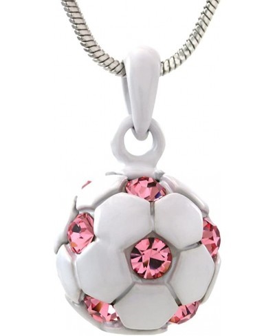 White Hot Pink Soccer Foot Ball Sports Pendant Necklace Fuchsia Pink Stone Spot Sports Fashion Jewelry $11.13 Pendants & Coins