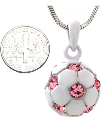 White Hot Pink Soccer Foot Ball Sports Pendant Necklace Fuchsia Pink Stone Spot Sports Fashion Jewelry $11.13 Pendants & Coins