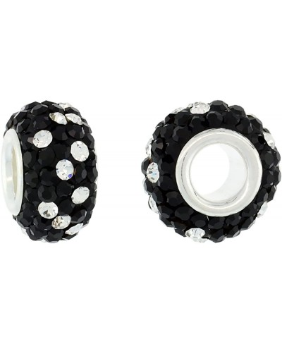 Sterling Silver Crystal Charm Bead Black Polka dot White Color Charm Bracelet Compatible 13 mm $14.67 Charms & Charm Bracelets