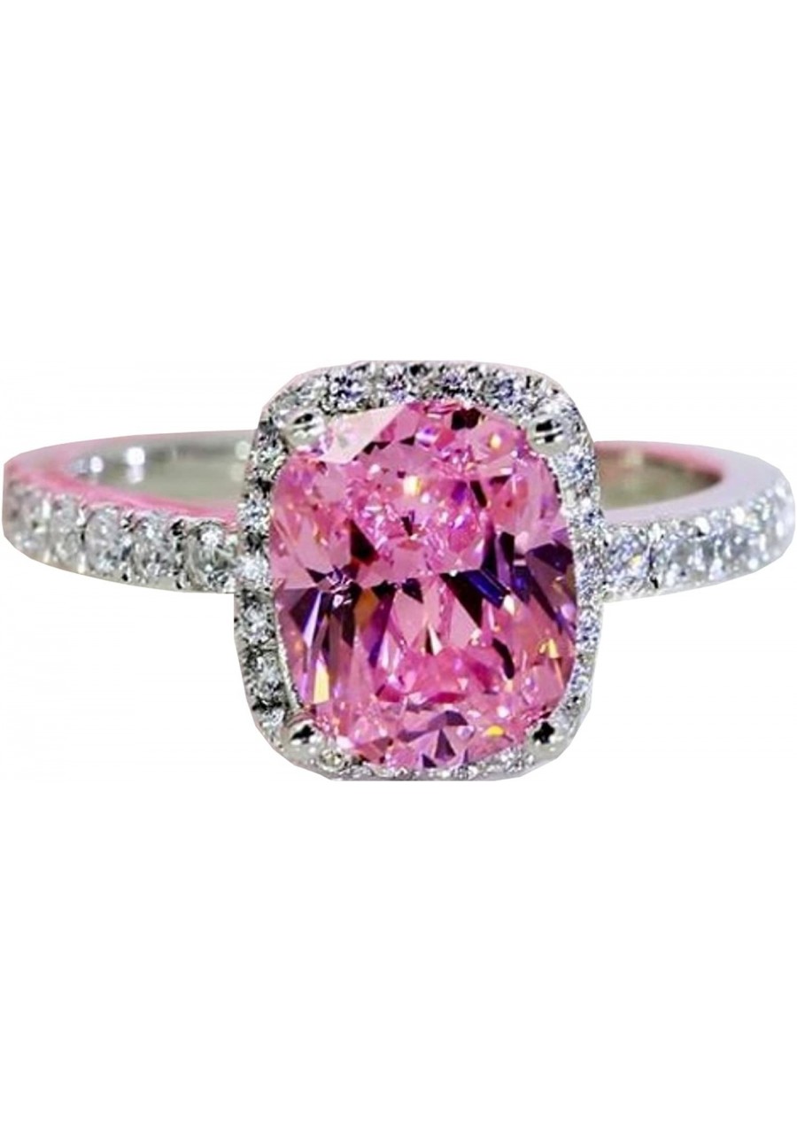 2CT Asscher Cut Pink Sapphire Cubic Zirconia CZ Anniversary Engagement Gift Promise Ring for Her $16.92 Engagement Rings