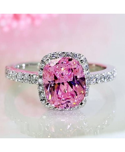 2CT Asscher Cut Pink Sapphire Cubic Zirconia CZ Anniversary Engagement Gift Promise Ring for Her $16.92 Engagement Rings