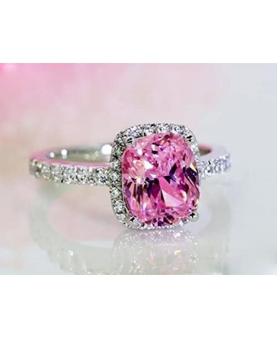 2CT Asscher Cut Pink Sapphire Cubic Zirconia CZ Anniversary Engagement Gift Promise Ring for Her $16.92 Engagement Rings