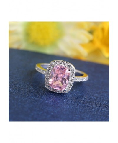 2CT Asscher Cut Pink Sapphire Cubic Zirconia CZ Anniversary Engagement Gift Promise Ring for Her $16.92 Engagement Rings