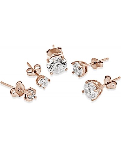 Sterling Silver Cubic Zirconia Set of 5 Round Prong-Set Stud Earrings Sizes 3mm 4mm 5mm 6mm 7mm $19.32 Stud