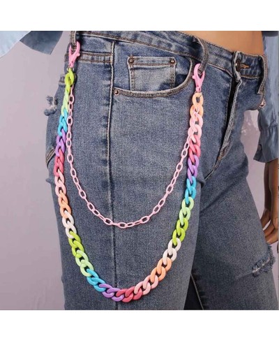 Cute Pants Keychain Acrylic Colorful Jean Chain Punk Pocket Trousers Chain Hiphop Rock Wallet Chains Body Jewelry for Men and...