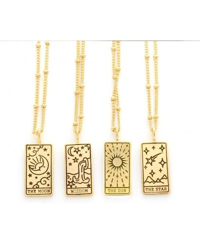 Tarot Card Necklace for Women Moon Star Sun Wisdom 21 inches $15.04 Pendant Necklaces