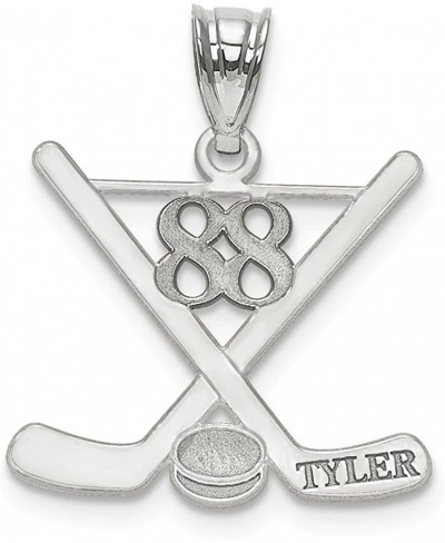 Personalized Laser Polished Custom Name And Number Hockey Pendant Made in Sterling Silver from Roy Rose Jewelry $49.89 Pendan...