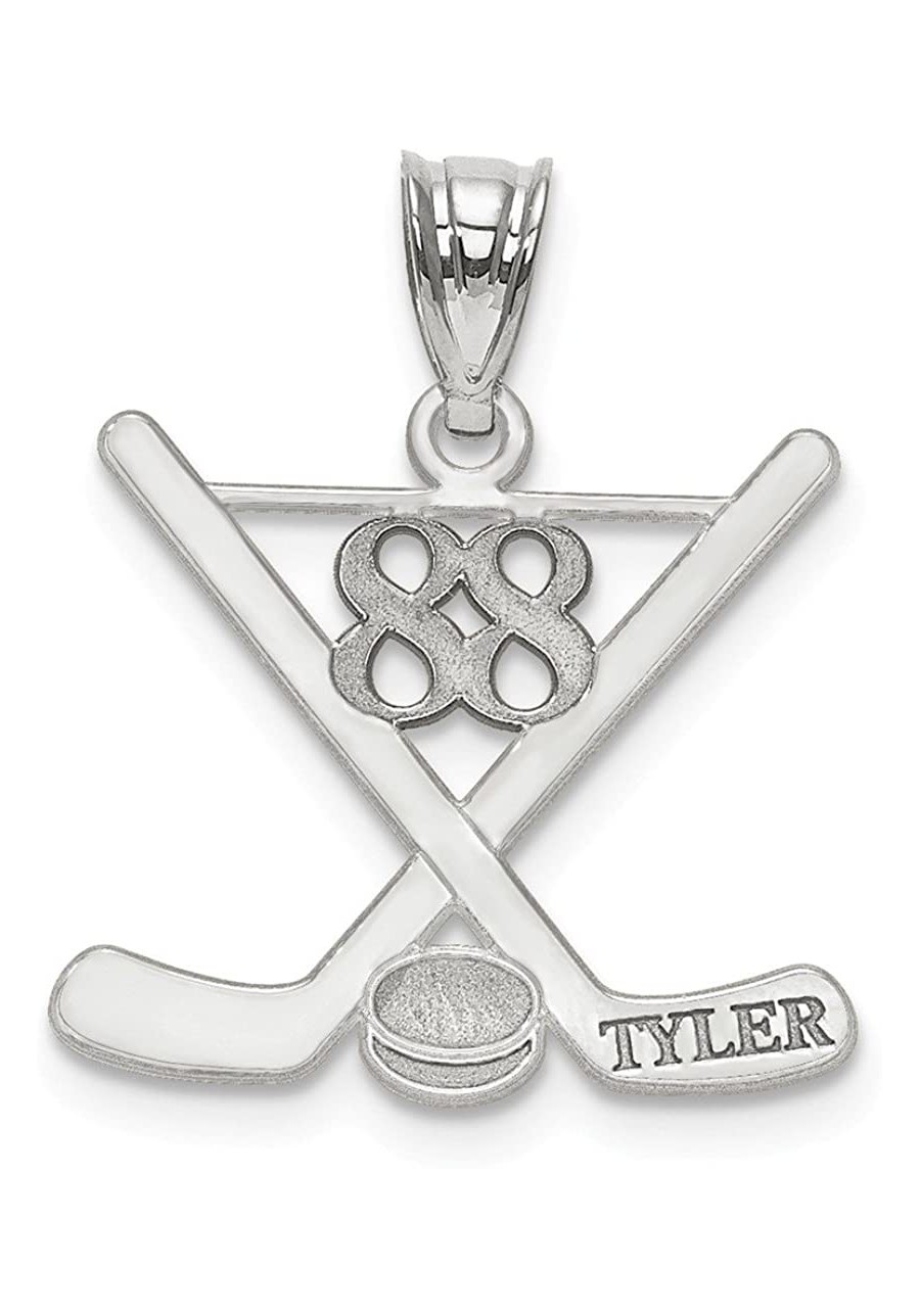 Personalized Laser Polished Custom Name And Number Hockey Pendant Made in Sterling Silver from Roy Rose Jewelry $49.89 Pendan...