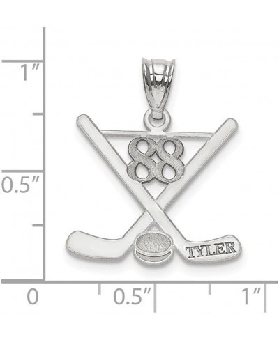 Personalized Laser Polished Custom Name And Number Hockey Pendant Made in Sterling Silver from Roy Rose Jewelry $49.89 Pendan...