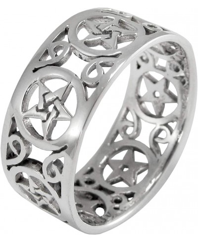 Sterling Silver Wide Filigree Pentacle Band Ring (Sizes 4-15) $34.69 Bands