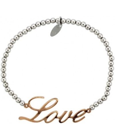 Sterling Silver 7 in. Ball Bead Link Bracelet w/Rose Gold Finish Love Plate 5/8 in. (16mm) Wide $40.99 Link