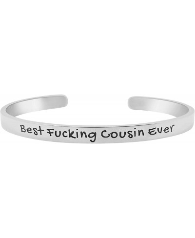 Funny Cousin Gifts for Women - Best Cousin Ever Mantra Quote Sayings Message Cuff Bracelet $12.76 Cuff