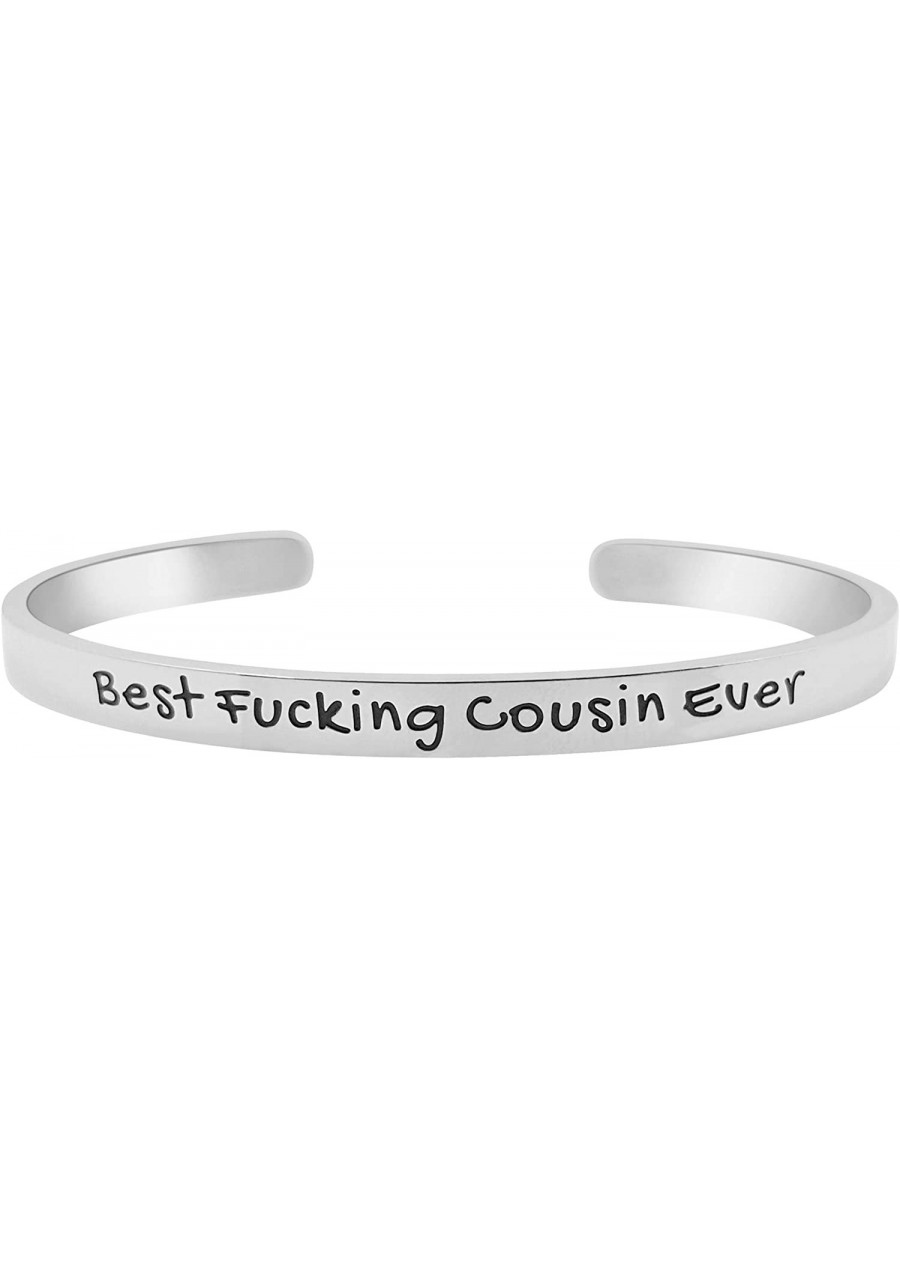 Funny Cousin Gifts for Women - Best Cousin Ever Mantra Quote Sayings Message Cuff Bracelet $12.76 Cuff