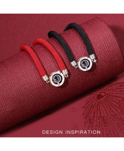 I Love You 100 Languages Bracelet Lucky Red Handmade Rope Bracelet Projection Stone Birthday Jewellery for Women Men $5.43 Link