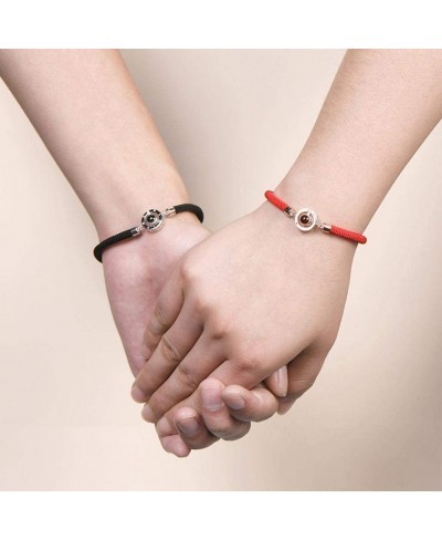 I Love You 100 Languages Bracelet Lucky Red Handmade Rope Bracelet Projection Stone Birthday Jewellery for Women Men $5.43 Link