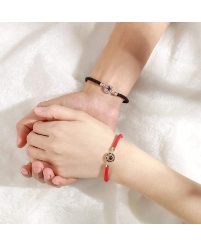 I Love You 100 Languages Bracelet Lucky Red Handmade Rope Bracelet Projection Stone Birthday Jewellery for Women Men $5.43 Link