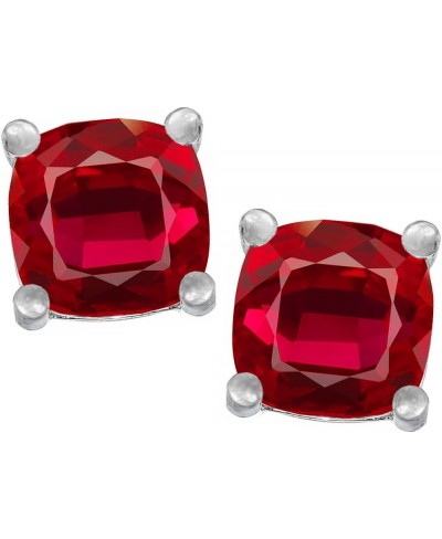 Sterling Silver Cushion-Cut 7mm Earrings Studs $34.12 Stud