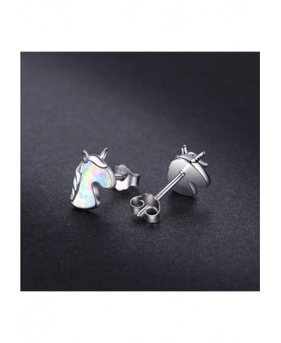 Unicorn Stud Earrings S925 Sterling Silver Hypoallergenic Created Opal Earrings Cute Unicorn Gifts for Women Daughter Birthda...