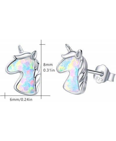 Unicorn Stud Earrings S925 Sterling Silver Hypoallergenic Created Opal Earrings Cute Unicorn Gifts for Women Daughter Birthda...