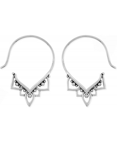 Sterling Silver Balinese Tribal Boho Pull Through Hoop Earrings $26.75 Hoop