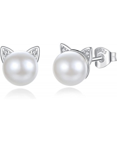 Cute Cat Stud Earrings for Women 925 Sterling Silver Dainty Kitten Animal Jewelry Gift for Teen Girls Girlfriends Daughter $1...