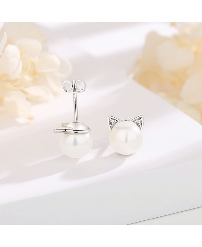 Cute Cat Stud Earrings for Women 925 Sterling Silver Dainty Kitten Animal Jewelry Gift for Teen Girls Girlfriends Daughter $1...