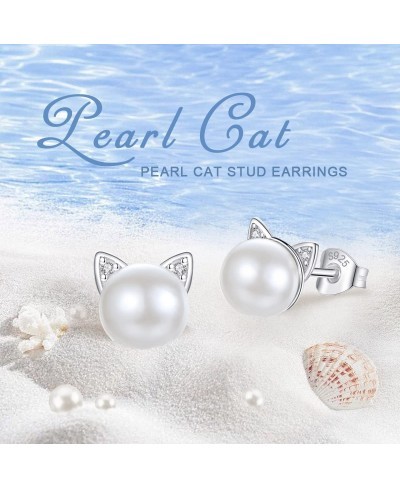 Cute Cat Stud Earrings for Women 925 Sterling Silver Dainty Kitten Animal Jewelry Gift for Teen Girls Girlfriends Daughter $1...