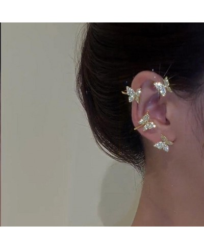 Butterfly Earrings Ladies Butterfly Ear wrap Earrings Women's Daily wear with Clip Earrings Non-Perforated Earmuffs Gold 6.3x...