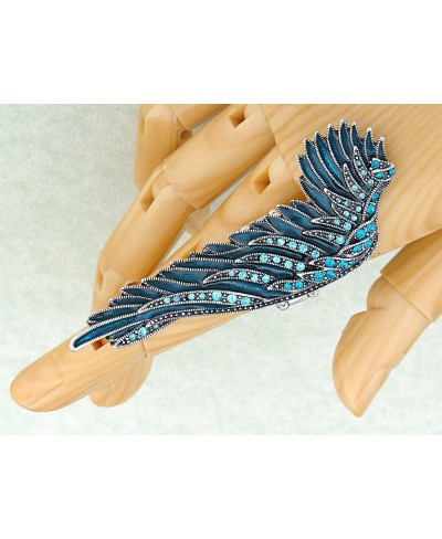 Women's Antique Synthetic Aquamarine Rhinestone Elastic Angel Wing Ring $13.19 Statement