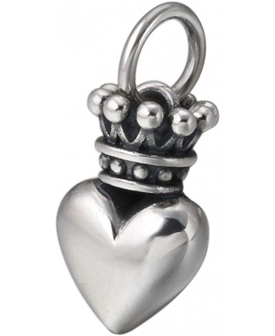 Men's Women's Solid 925 Sterling Silver Puffed Heart Crown Pendant Charm for Bracelet Necklace $29.07 Pendants & Coins