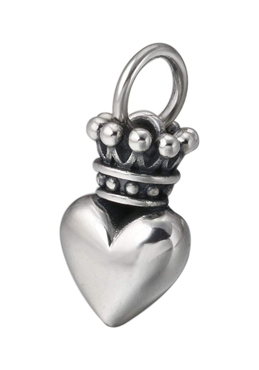 Men's Women's Solid 925 Sterling Silver Puffed Heart Crown Pendant Charm for Bracelet Necklace $29.07 Pendants & Coins