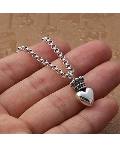 Men's Women's Solid 925 Sterling Silver Puffed Heart Crown Pendant Charm for Bracelet Necklace $29.07 Pendants & Coins