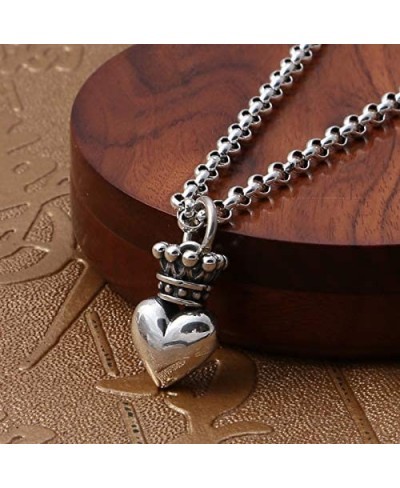 Men's Women's Solid 925 Sterling Silver Puffed Heart Crown Pendant Charm for Bracelet Necklace $29.07 Pendants & Coins