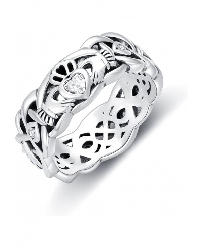 Irish Claddagh Ring 925 Sterling Silver Claddagh Celtic Knot Band $36.51 Bands