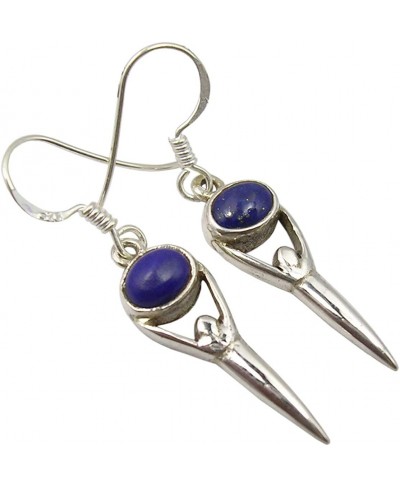 925 Sterling Silver Cabochon Lapis Lazuli Earrings 1.5" 3.4 Grams $24.27 Drop & Dangle