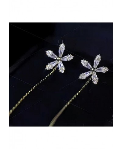 Shiny Diamond Flower Earrings Sweet Cute Flower Crystal Temperament Geometric Shiny Zircon Earrings Statement Earrings For Wo...