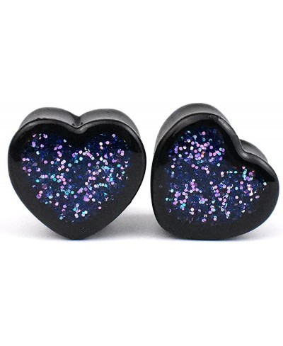 6Pcs/3pair Multicolor Sequin Acrylic Ear Gauges Tunnels and Plug Heart Shape Ear Expander Studs Stretching Size 6mm to 25mm $...