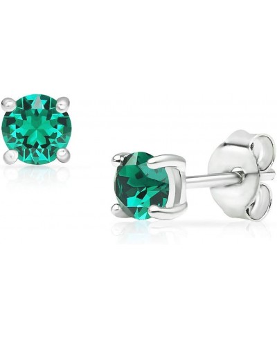 Sterling Silver 4mm Round Solitaire Stud Earrings Made with Swarovski Crystal $14.81 Stud