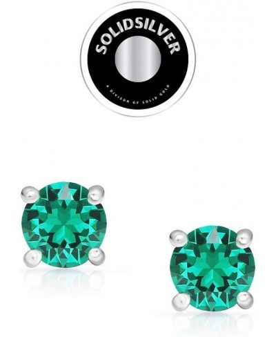 Sterling Silver 4mm Round Solitaire Stud Earrings Made with Swarovski Crystal $14.81 Stud