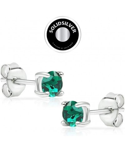 Sterling Silver 4mm Round Solitaire Stud Earrings Made with Swarovski Crystal $14.81 Stud