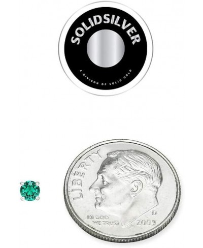 Sterling Silver 4mm Round Solitaire Stud Earrings Made with Swarovski Crystal $14.81 Stud