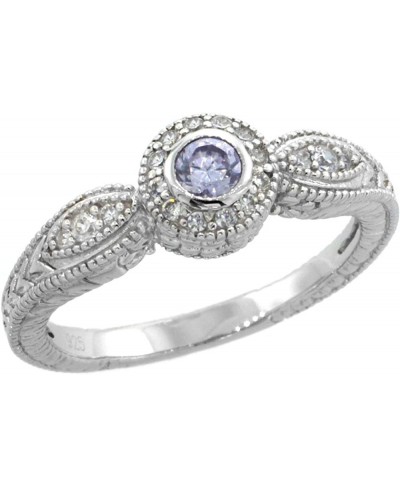 Sterling Silver Vintage Style Lavender Cubic Zirconia Halo Engagement Ring 1/4 inch Wide Sizes 6-9 $30.36 Engagement Rings